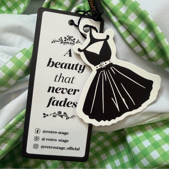 NWT Retro Stage Green and White One Piece Bathing Suiy Size Medium - Picture 14 of 14
